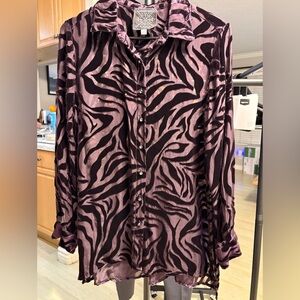 Johnny Was Burnout Velvet Blouse Sz XS
